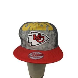 New Era 9Fifty Snapback Hat NFL Kansas City Chiefs Hat Red & Grey Embroidered